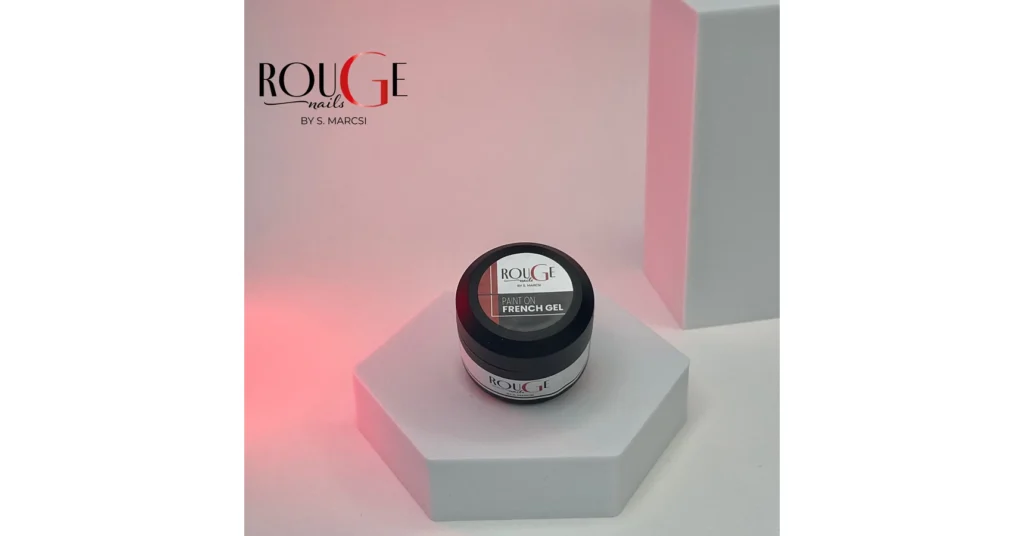 Rouge Nails Paint On French Gel 5 ml highly pigmented white painting gel for French tips, smile lines and detailed nail art.